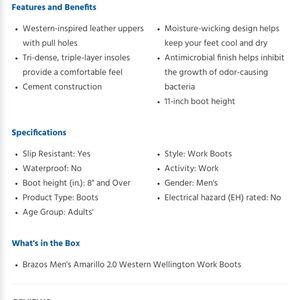 Brand New Never Worn Brazos Work Boots Men